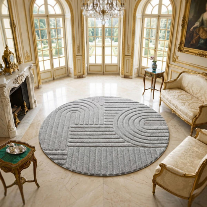 Tapis salon au motif géométrique en relief, design épuré, MANON