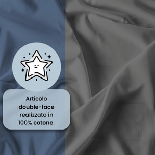 COMPLETO LETTO NATURAL COLOR, 100% Cotone, Made in Italy - AVIO/FUMO