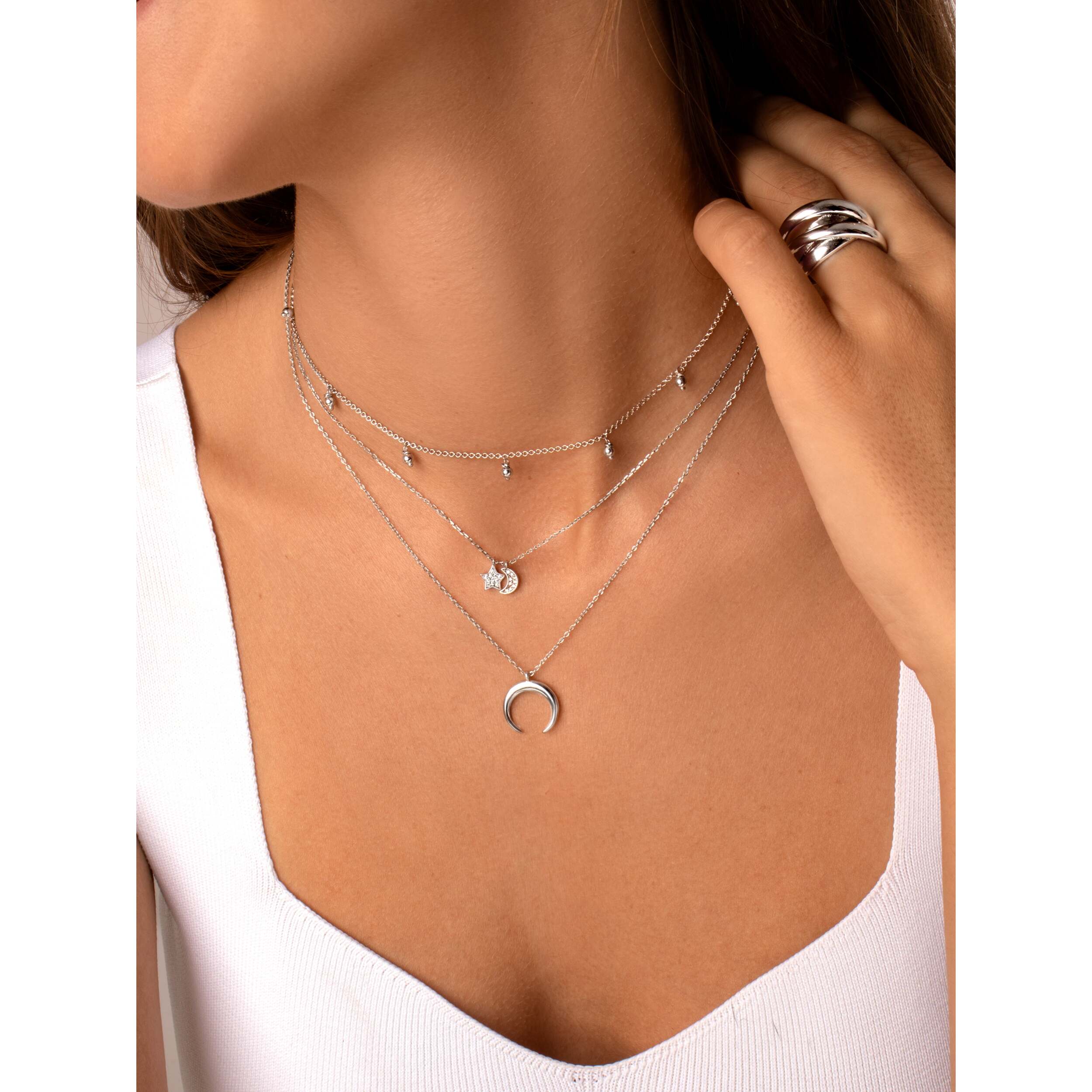 Collana Moon Star Sparks in Argento