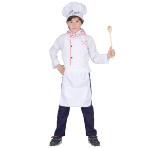 Travestimento Costume Carnevale Piccolo Chef Bianco Bambino