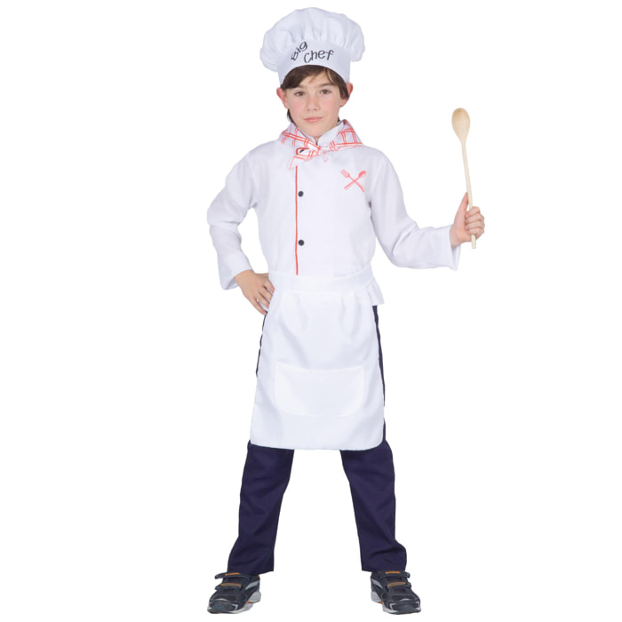 Travestimento Costume Carnevale Piccolo Chef Bianco Bambino