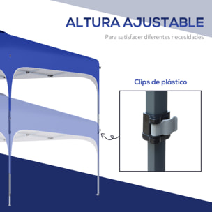 Cenador Plegable Jardín 2,5x2,5x2,68 m Protección UV 50+ Altura Ajustable Azul