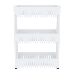 Carrello Da Cucina Salvaspazio Carrellino Portaoggetti Con Rotelle Ruote 3 Ripiani Dispensa Bagno Fino a 2.5 Kg Per Ripiano 72 x 12,5 x 54 cm Bianco