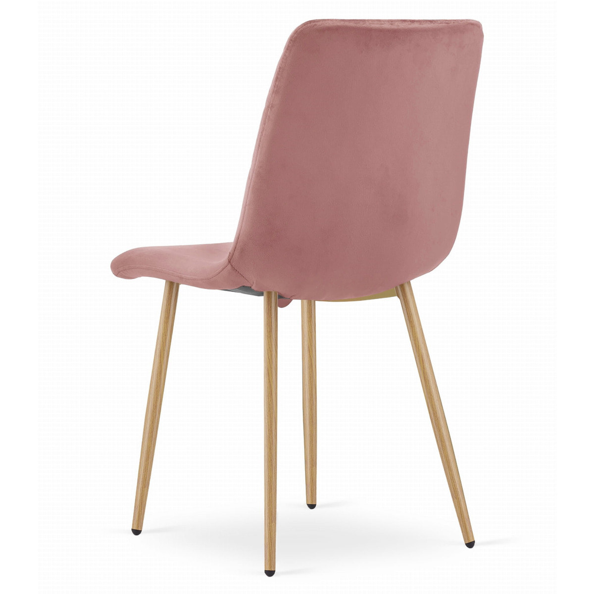 Sedia Turin in Velluto Rosa con Gambe Effetto Legno