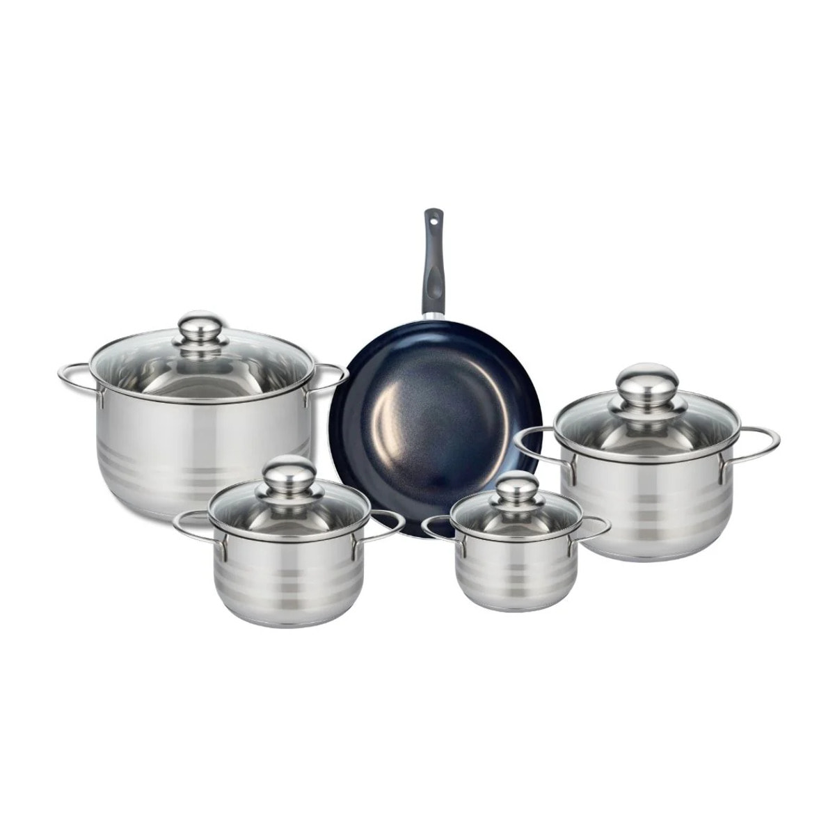 Ensemble de 1 Poêle de cuisson 20 cm et 4 faitouts 12, 14, 16 et 20 cm Elo Prima Brillant