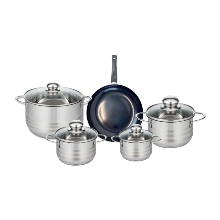 Ensemble de 1 Poêle de cuisson 20 cm et 4 faitouts 12, 14, 16 et 20 cm Elo Prima Brillant