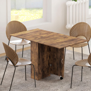 Table pliante mobile 2 étagères intégrées noir aspect bois vieilli