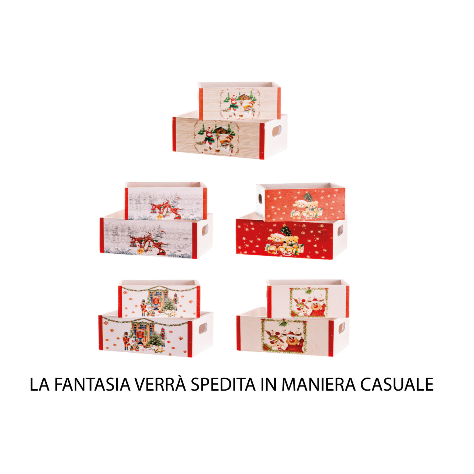 Set 2 Cassette Natale Legno Jolly Xmas