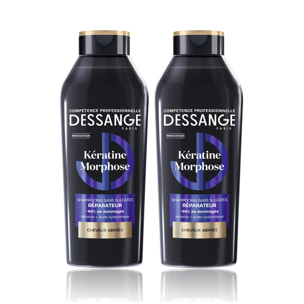 Dessange Shampooing Kératine Morphose Sans Sulfates Réparateur Cheveux Abîmés 280ml Lot de 2