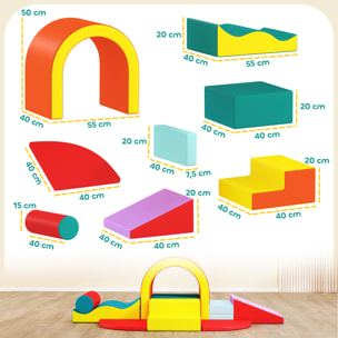Parcours motricité bébé 10 pièces mousse EPE housse synthétique multicolore