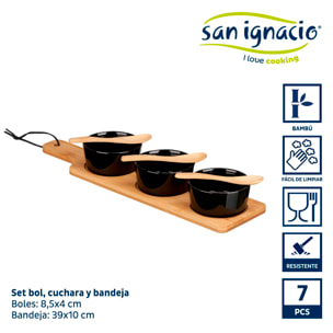 Set 3 bol ceramica negra cuchara y bande colección kinvara