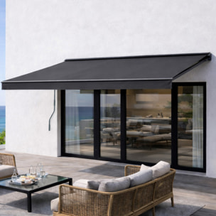 TULLY Store banne manuel 3,95 x 3 m en aluminium avec toile gris