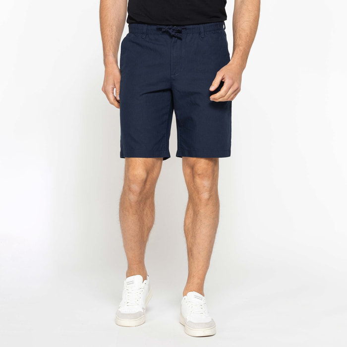 BERMUDA CHINO IN TESSUTO LINO E COTONE CON COULISSE