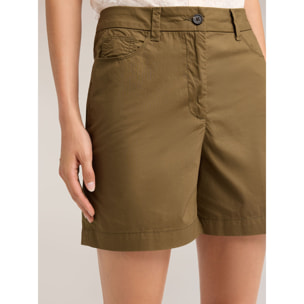Motivi - Shorts in popeline di cotone - Verde militare