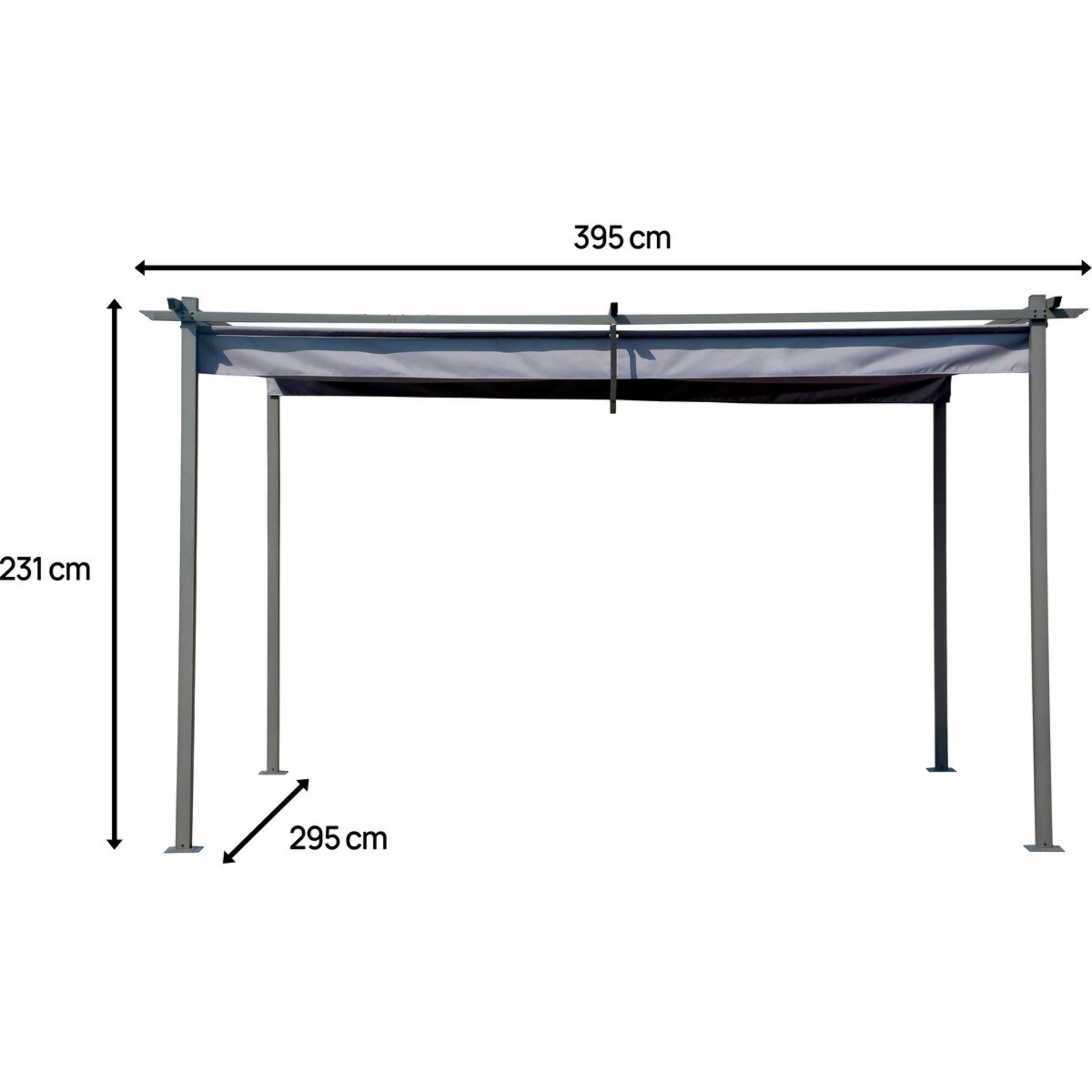 Pergola en métal avec toit rétractable - 3 x 4 m - Gris