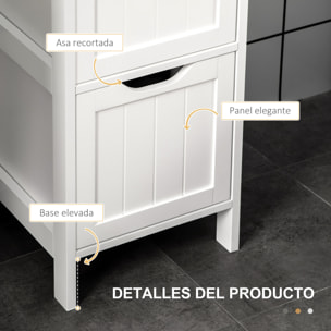 Armario Alto de Baño Estrecho con 3 Cajones y 2 Estantes Abiertos Columna de Baño Estilo Moderno para Salón Aseo Cocina 30x30x141,6 cm Blanco