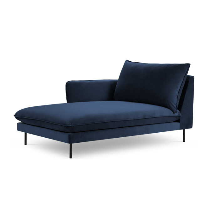 Méridienne gauche "Vienna" en velours bleu roi