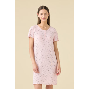 Camicia da notte donna estiva in costina articolo cuoricini. Noidinotte