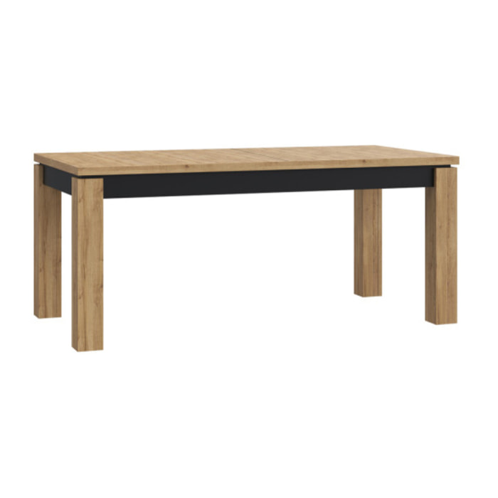 Table extensible 180/226cm en bois effet chêne & noir - FACTORY