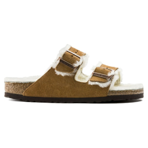 Sandali Birkenstock Arizona pelliccia di agnello Marrone