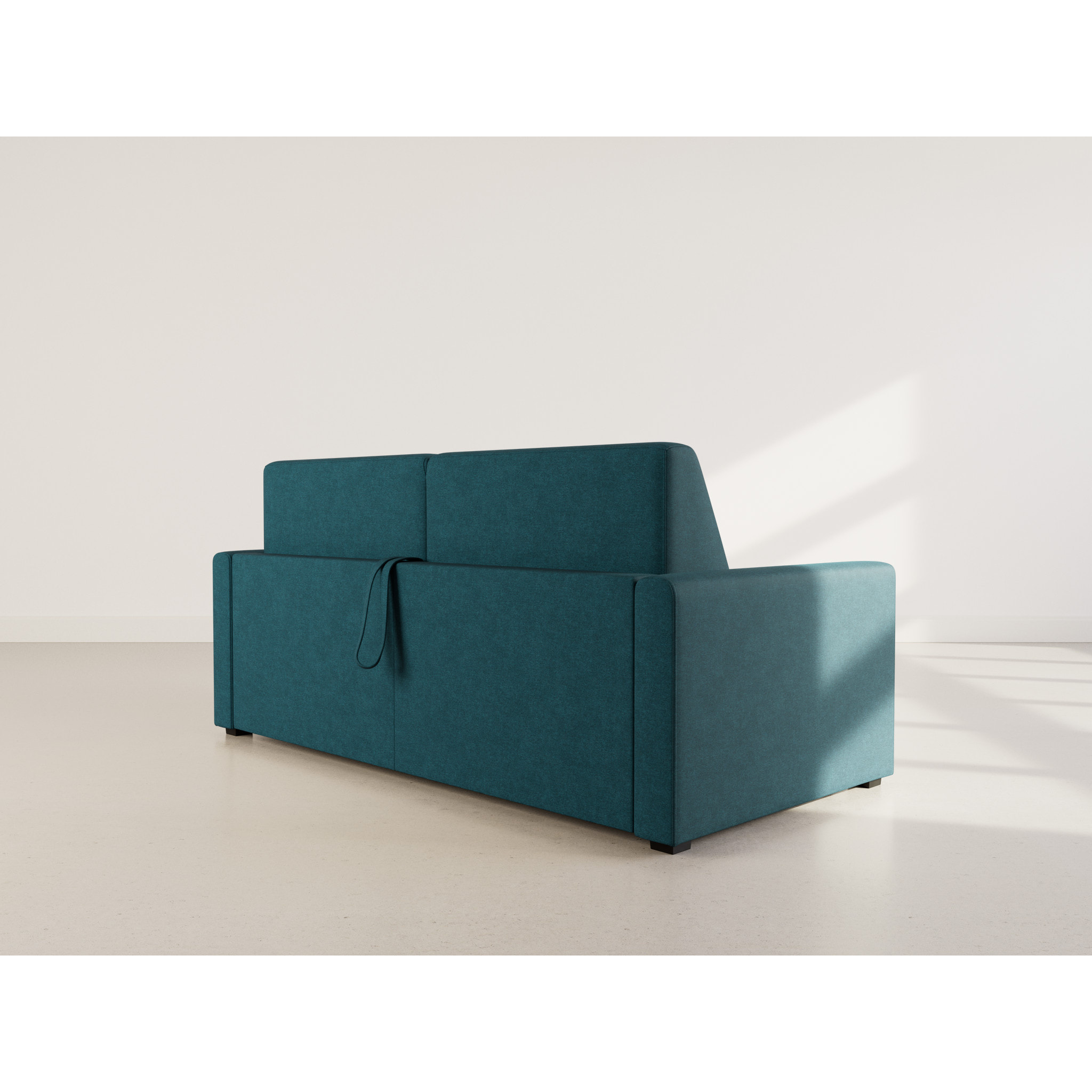 Julia - canapé lit 3 places convertible express couchage quotidien 140 cm matelas 18 cm en tissu - Bleu