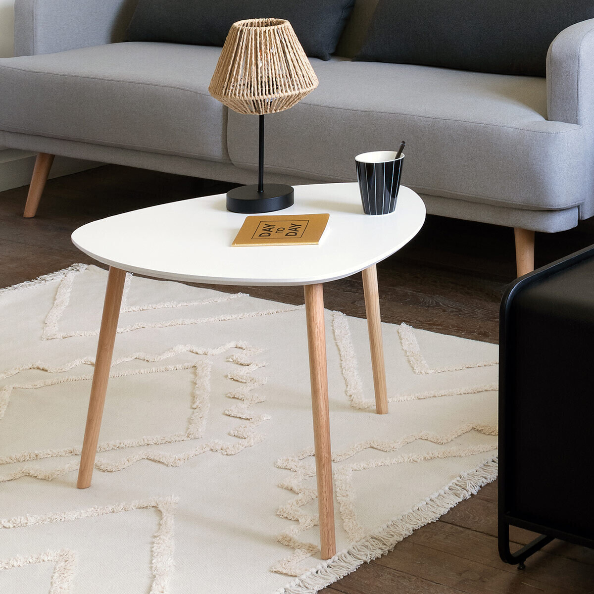 Tapis en coton tufté "Inca" ivoire 120x170 cm