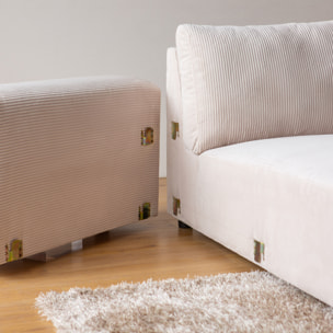 JAMBI Canapé d'angle modulable 3 places en velours côtelé beige