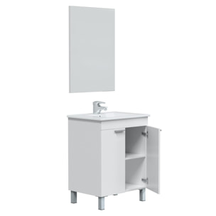 Mueble baño lupe 2p 60cm color blanco brillo con espejo, sin lavabo