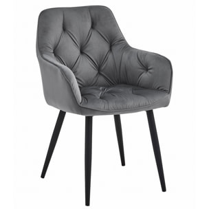 Sedia poltroncina Jork in velluto grigio scuro e metallo