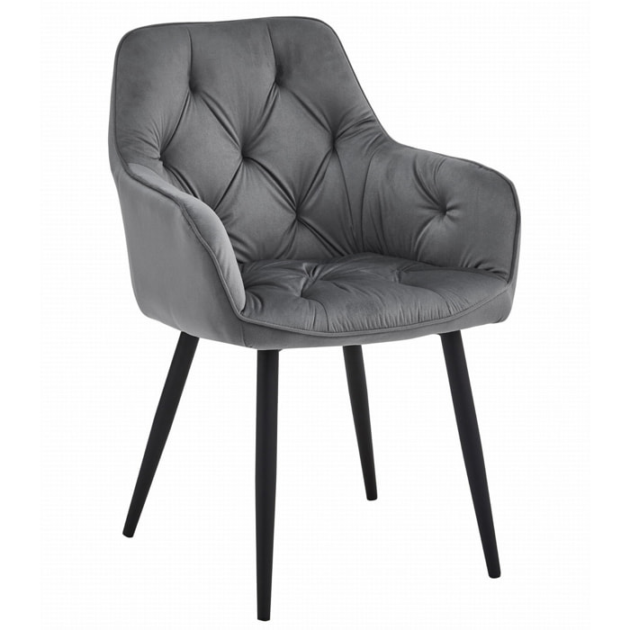 Sedia poltroncina Jork in velluto grigio scuro e metallo