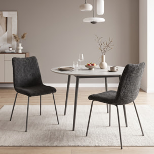 Pack de 2 Sillas de Comedor, Sillas de Cocina Modernas, Tapizadas de Terciopelo, Asiento y Respaldo Acolchados, Patas de Acero, Gris Oscuro