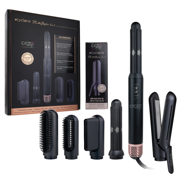 Set Asciugacapelli Cyclone Multi Styler 5 in 1 + Testina piastra - nero - 1200 W