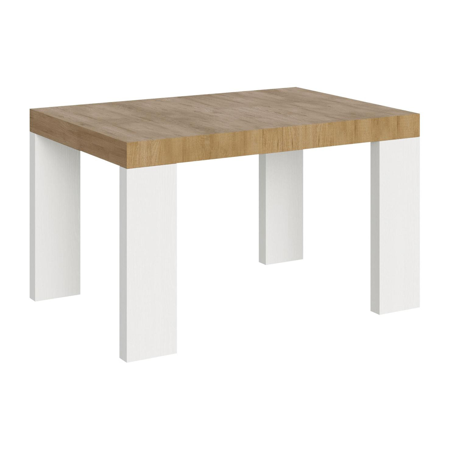 Mesa extensible 90x130/390 cm Roxell Mix tapa Roble Natural patas Fresno Blanco