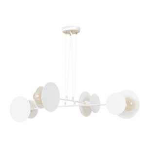 Lampada a sospensione Idea in acciaio bianco e oro