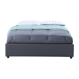 Lit coffre Otta 140x190cm simili cuir gris
