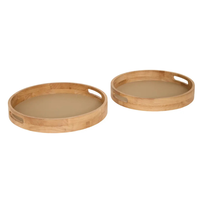 PLATEAU ROND PU BONIE TAUPE X2