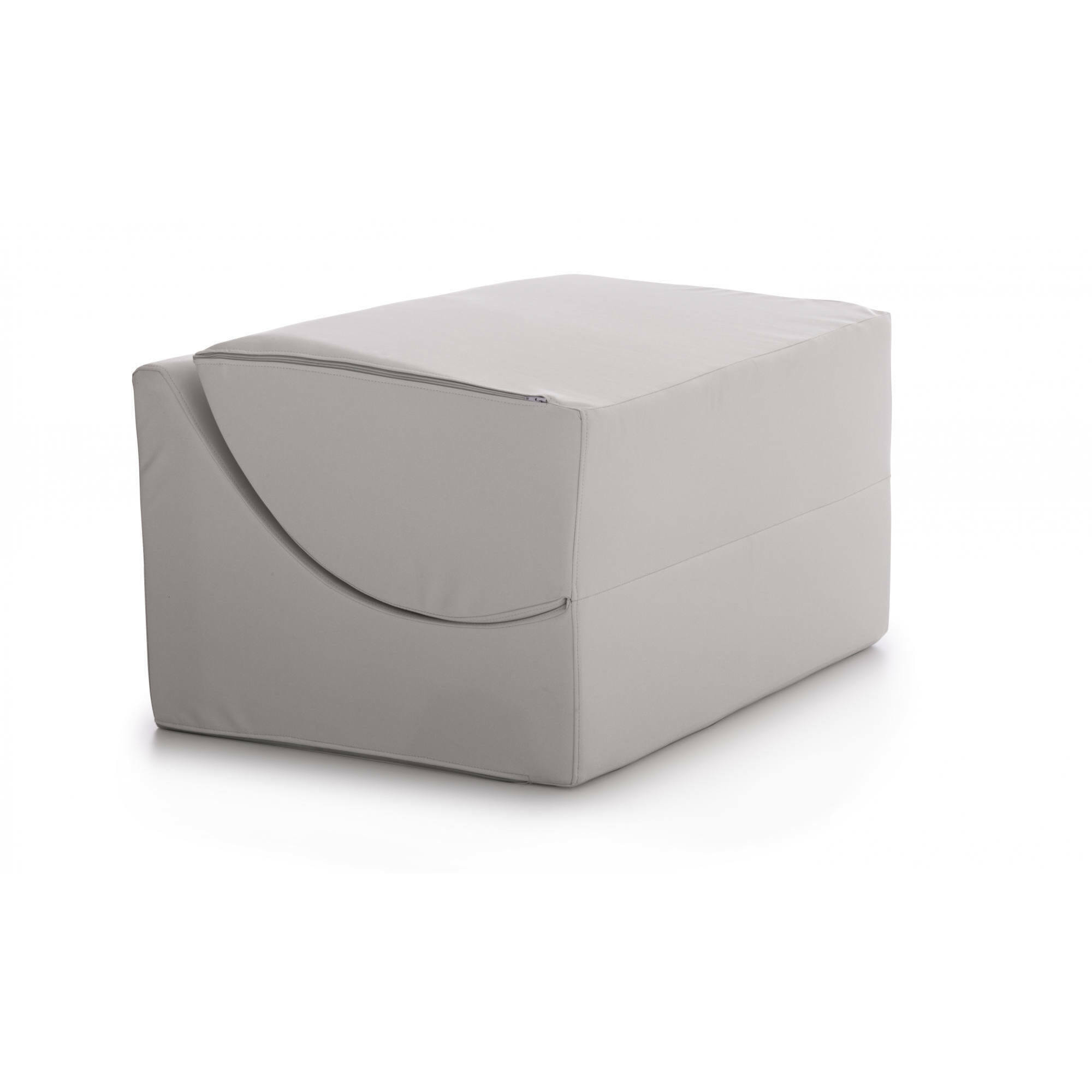 Letto pieghevole Amorina, Pouf trasformabile in letto matrimoniale, Chaise longue in ecopelle, 100% Made in Italy, 100x200h70 cm, Bianco