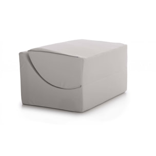 Letto pieghevole Amorina, Pouf trasformabile in letto matrimoniale, Chaise longue in ecopelle, 100% Made in Italy, 100x200h70 cm, Bianco