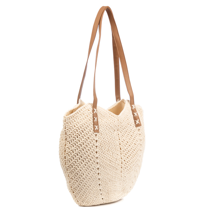FIRENZE ARTEGIANI Borsa a spalla Donna. Prodotto in Italia Colore: Bianco Rotto