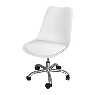 Chaise de bureau blanche sur roulettes - Skandi