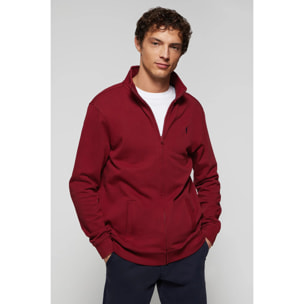 Felpa aperta a collo alto granata con logo Rigby Go