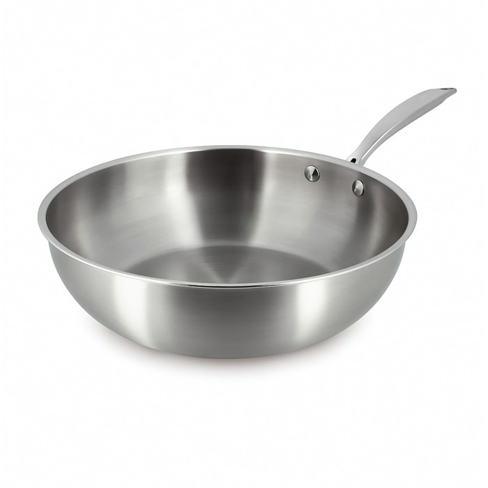 Wok en acier inoxydable 28cm - fait en France - tous feux TRIPLY