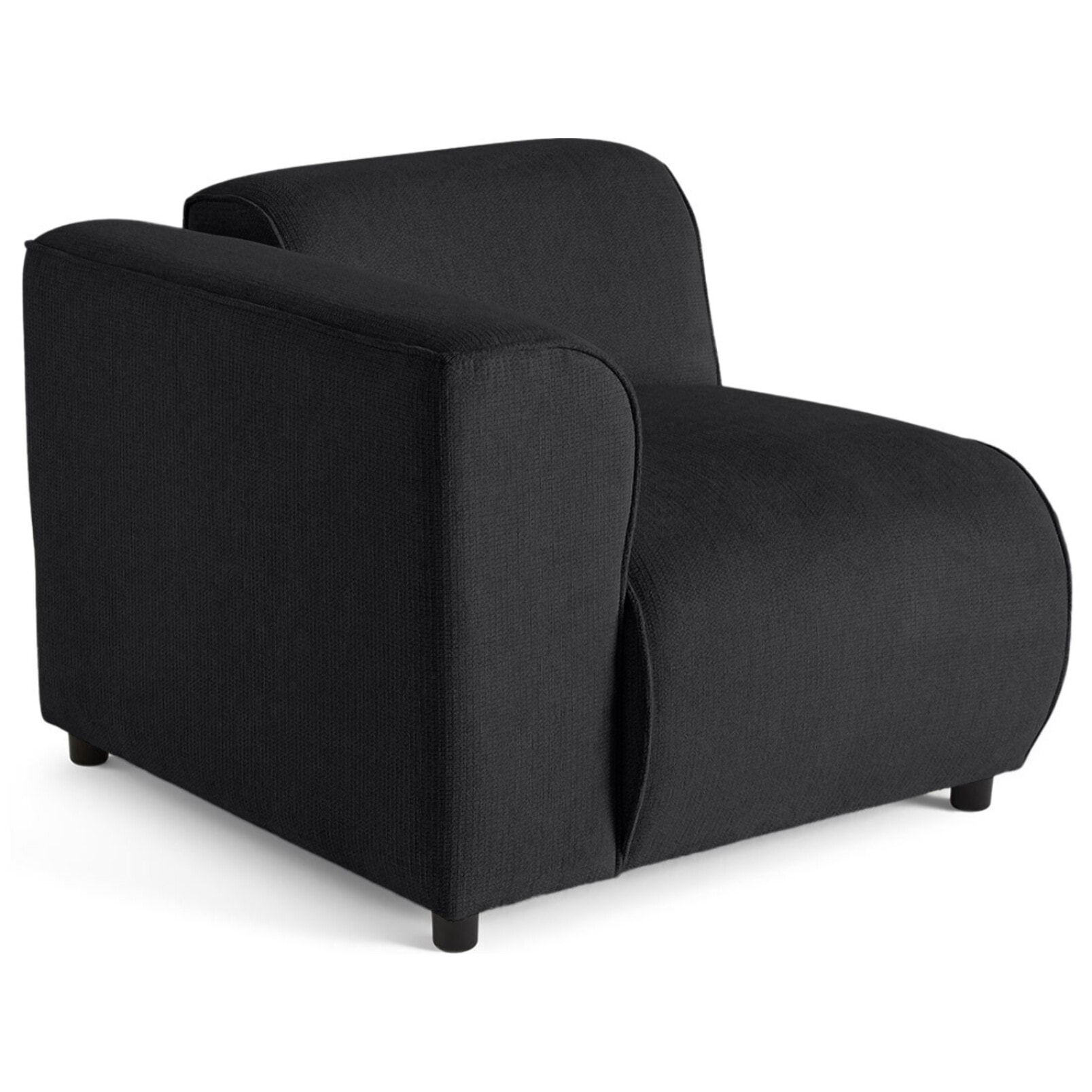 Suaro - Module d'assise d'angle gauche en tissu texturé - Noir