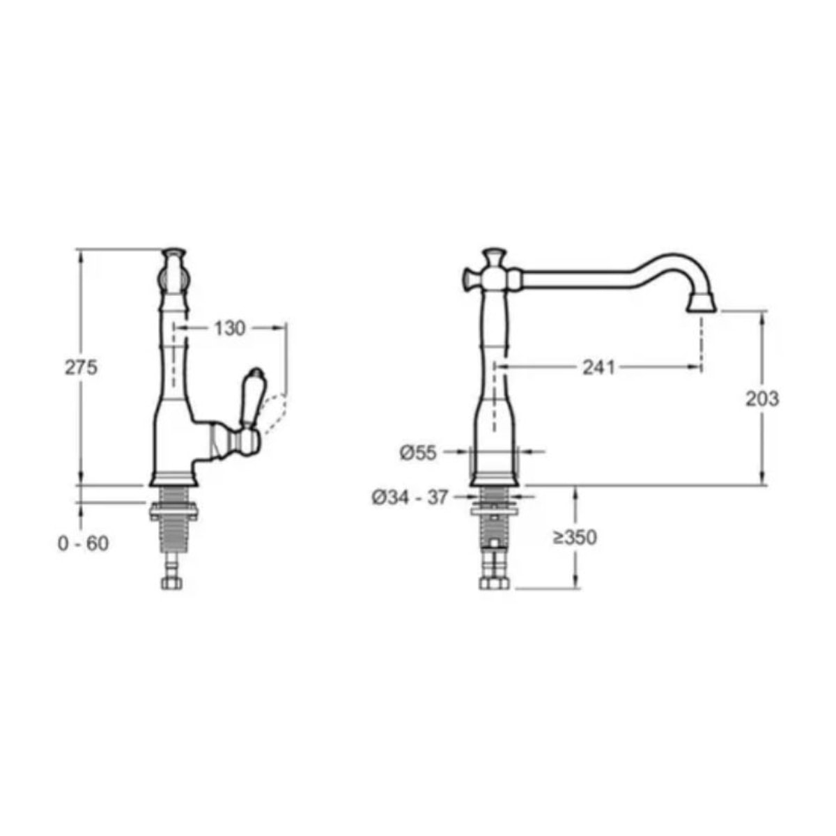 Robinet de cuisine Louise chrome