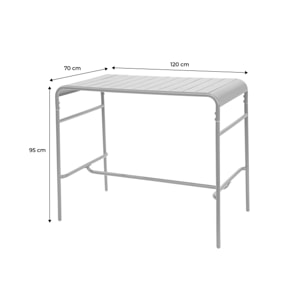 Table haute de jardin métal 4 places. anthracite. 120 x 70 x 95cm