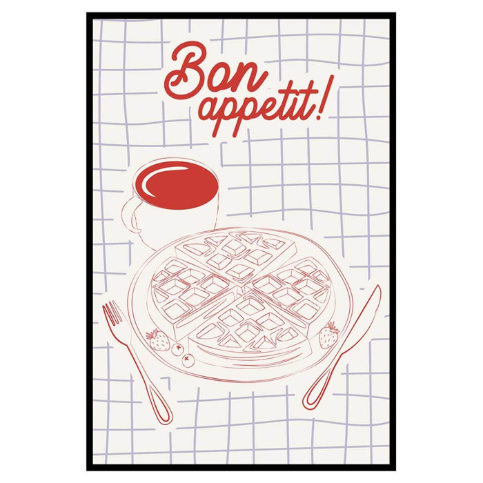 Affiche encadrée bon appétit cuisine Affiche + cadre en métal - Noir