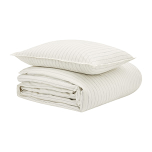 Parure de lit Housse de couette + Taie rectangle en flanelle de coton, ÉQUILIBRE, Beige