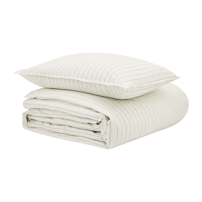 Parure de lit Housse de couette + Taie rectangle en flanelle de coton, ÉQUILIBRE, Beige