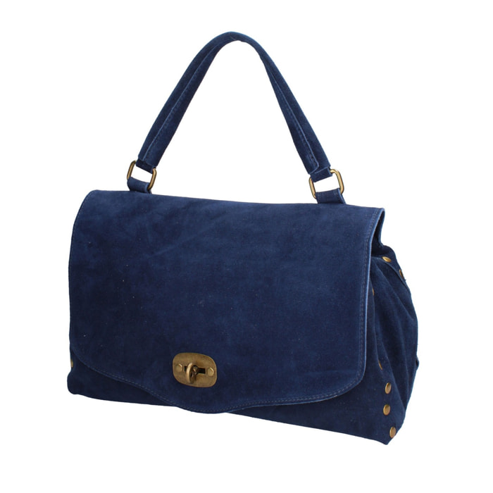 Borsa a mano da donna Made in Italy - Modello Zelia Elite - Pelle scamosciata - 37.0 x 22.0 x 15.0 cm