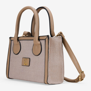 Bolso de mano beige en rafia